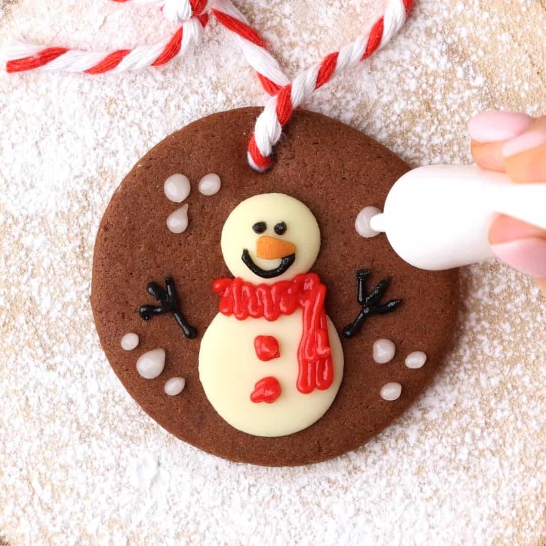 decorating Snowman Bauble Biscuits