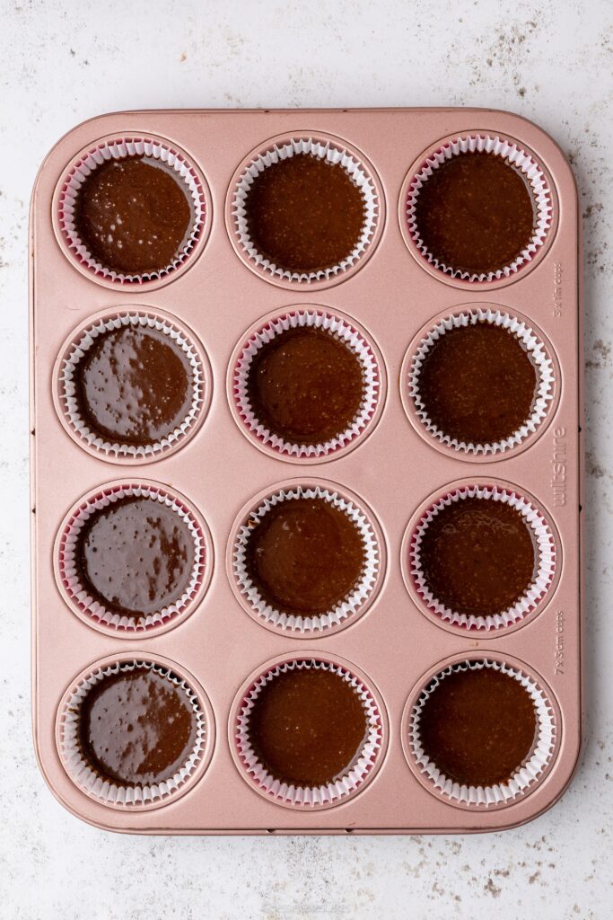 mocha cupcakes in a baking tray