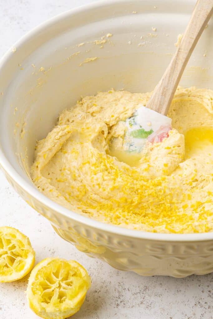 a bowl of lemon sponge mixture