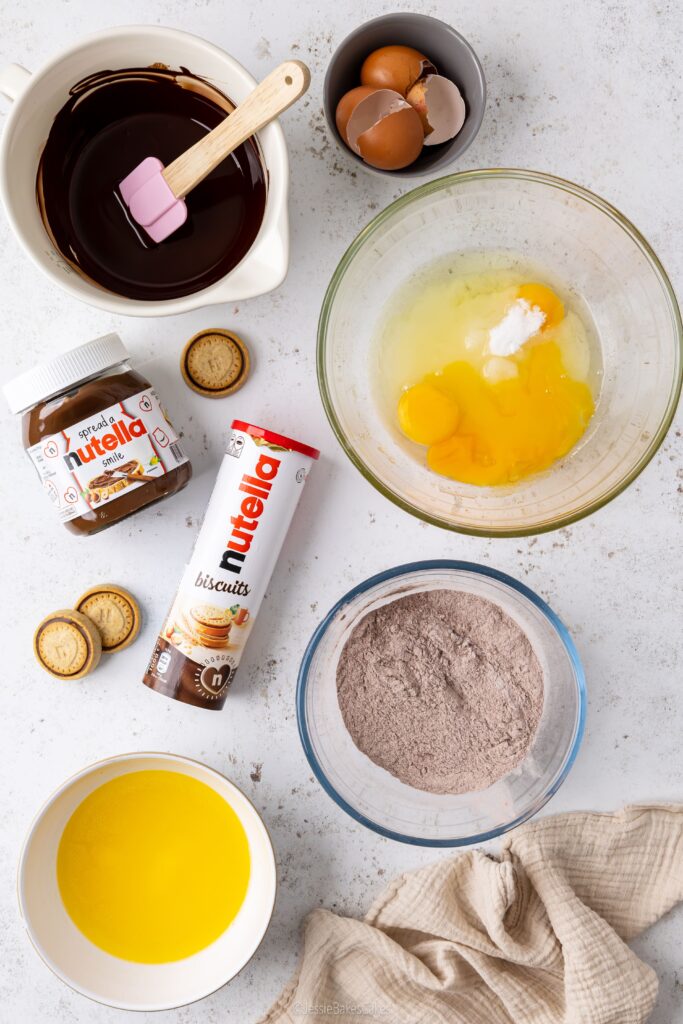 ingredients to make nutella stuffed brownies