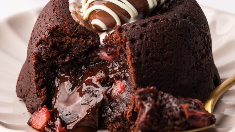 Chocolate Covered Strawberry Lava Cakes