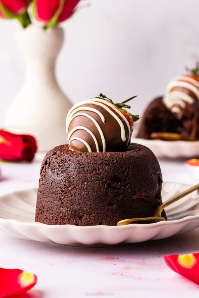 Chocolate covered Strawberry Lava Cakes