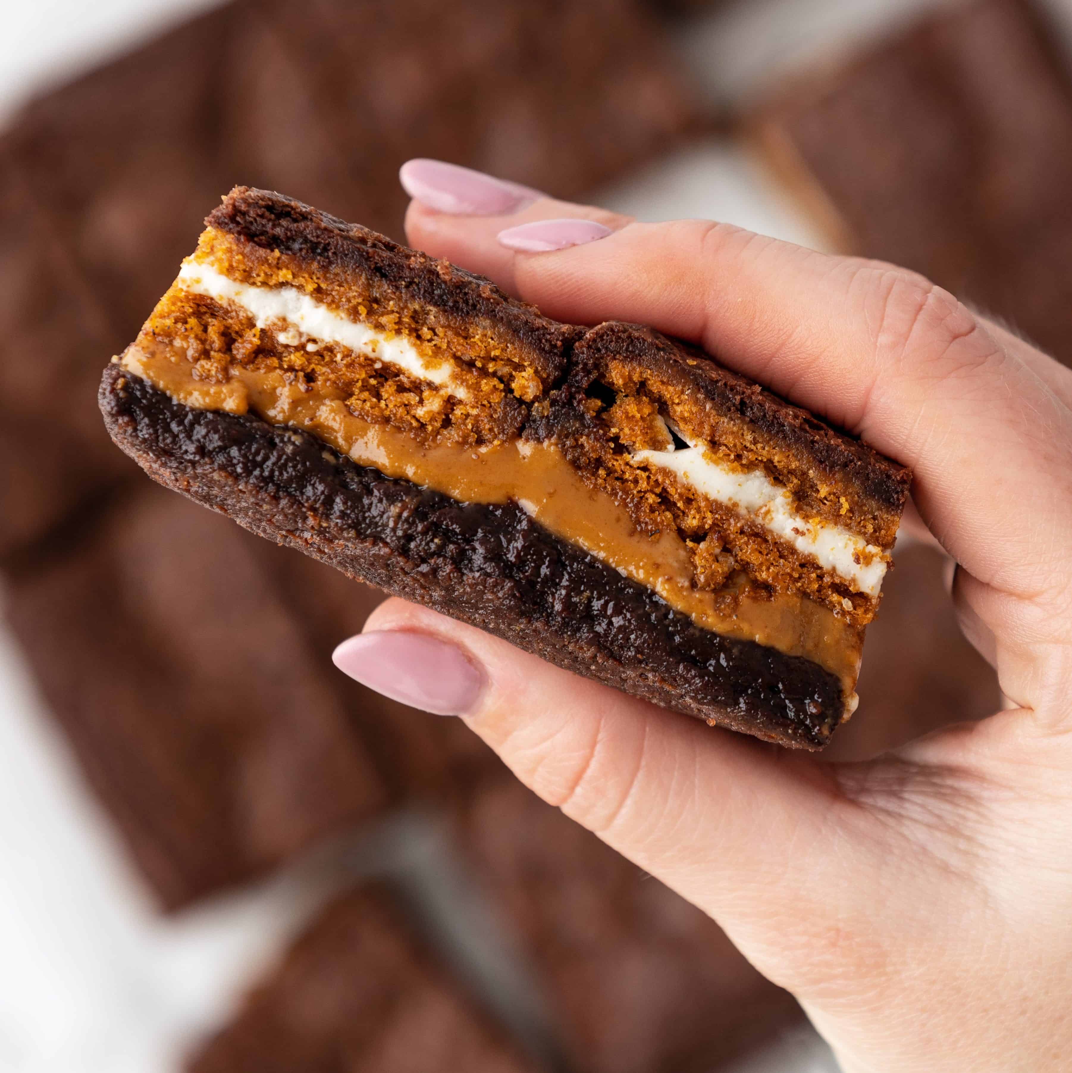 Biscoff stuffed brownies