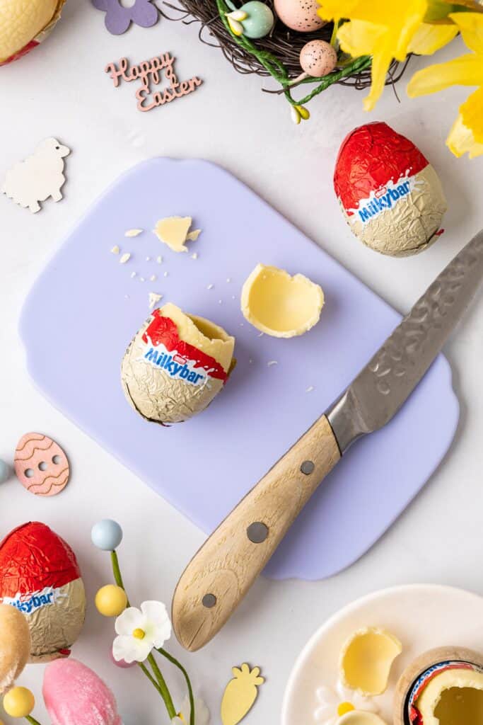 cutting open a easter egg