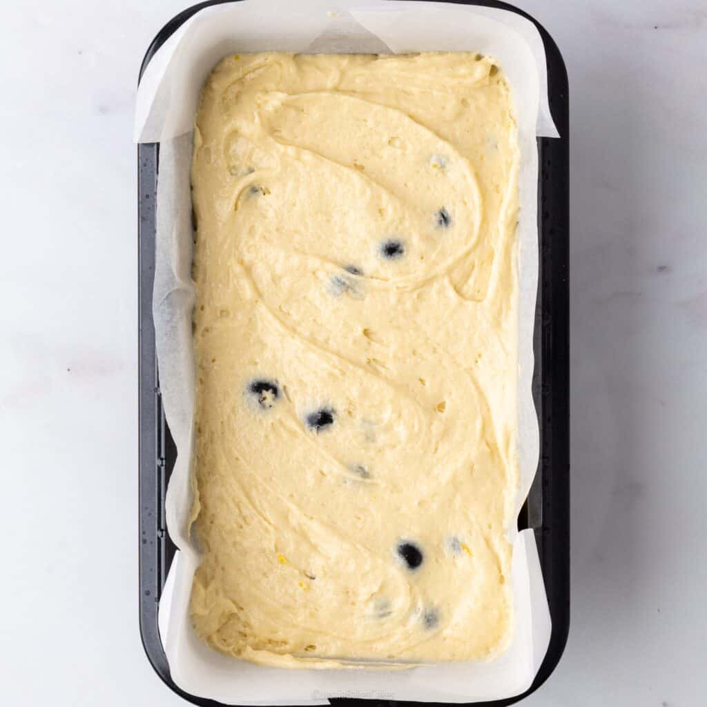mixture in the cake tin ready for the oven