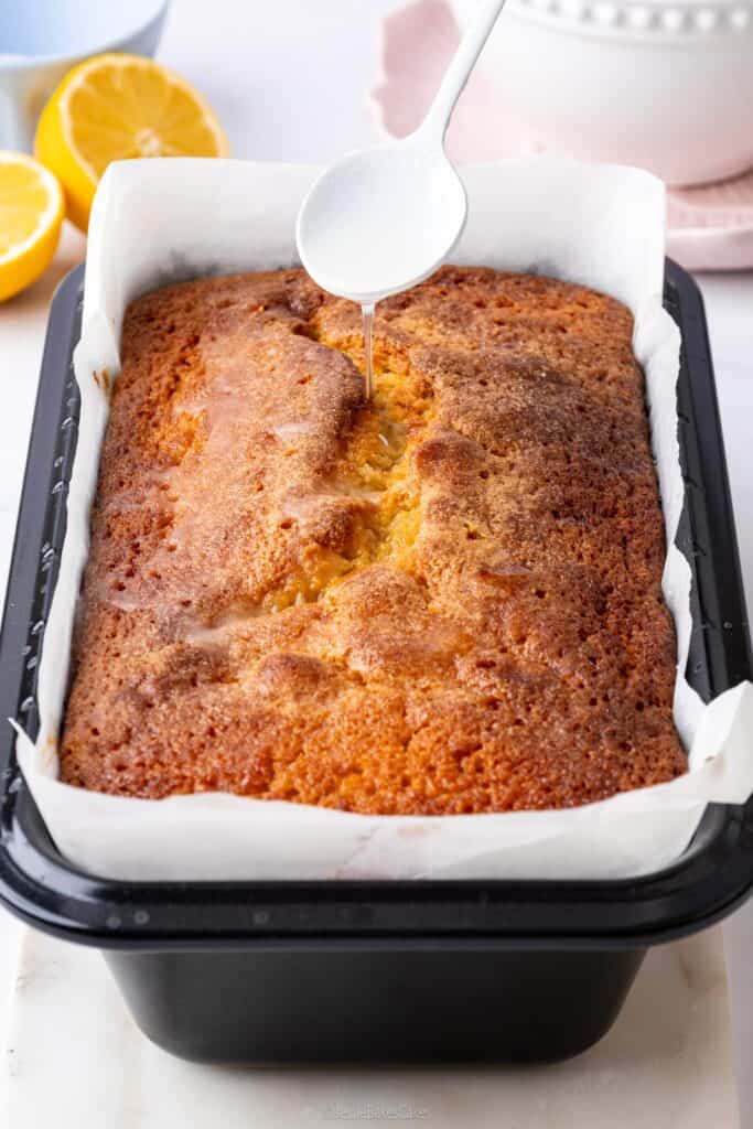 infused lemon drizzle on loaf cake