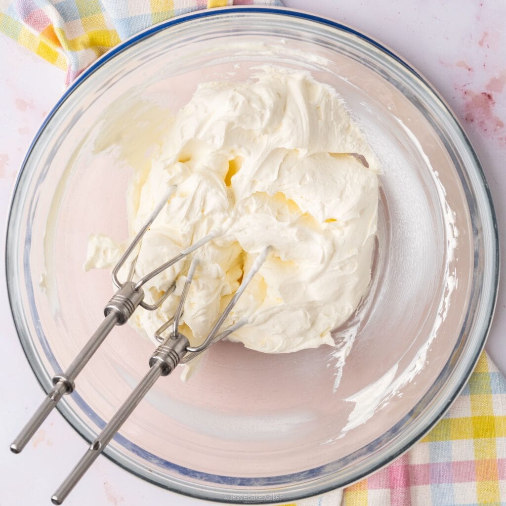 whipped cream to stiff peaks