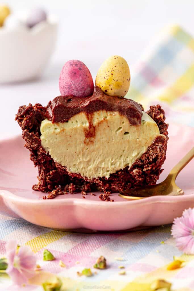 Chocolate & Pistachio Easter Nest Cheesecakes