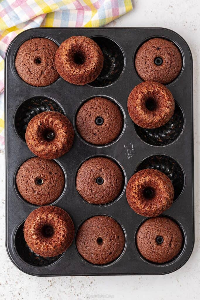chocolate cake in Bundt tin
