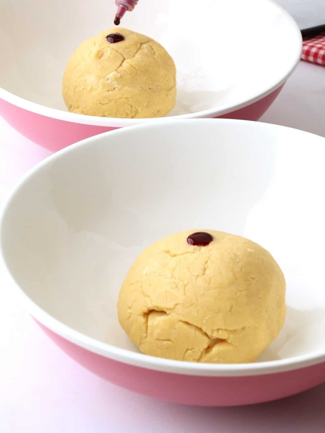 dying the dough pink