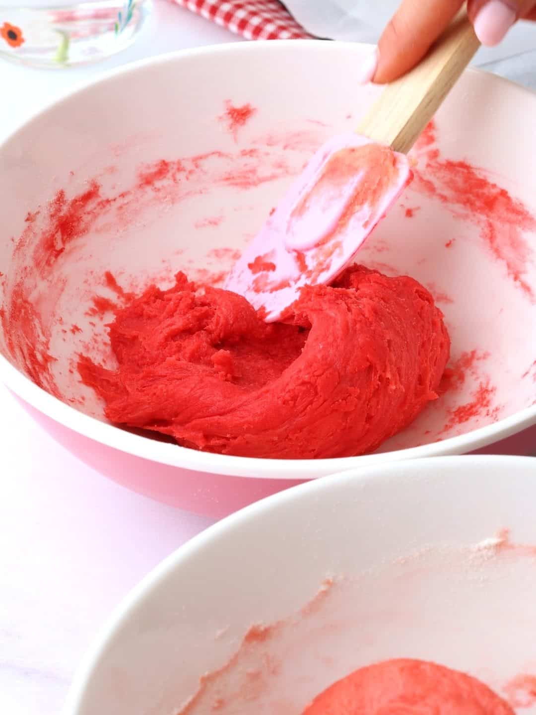 mixing the cookie dough