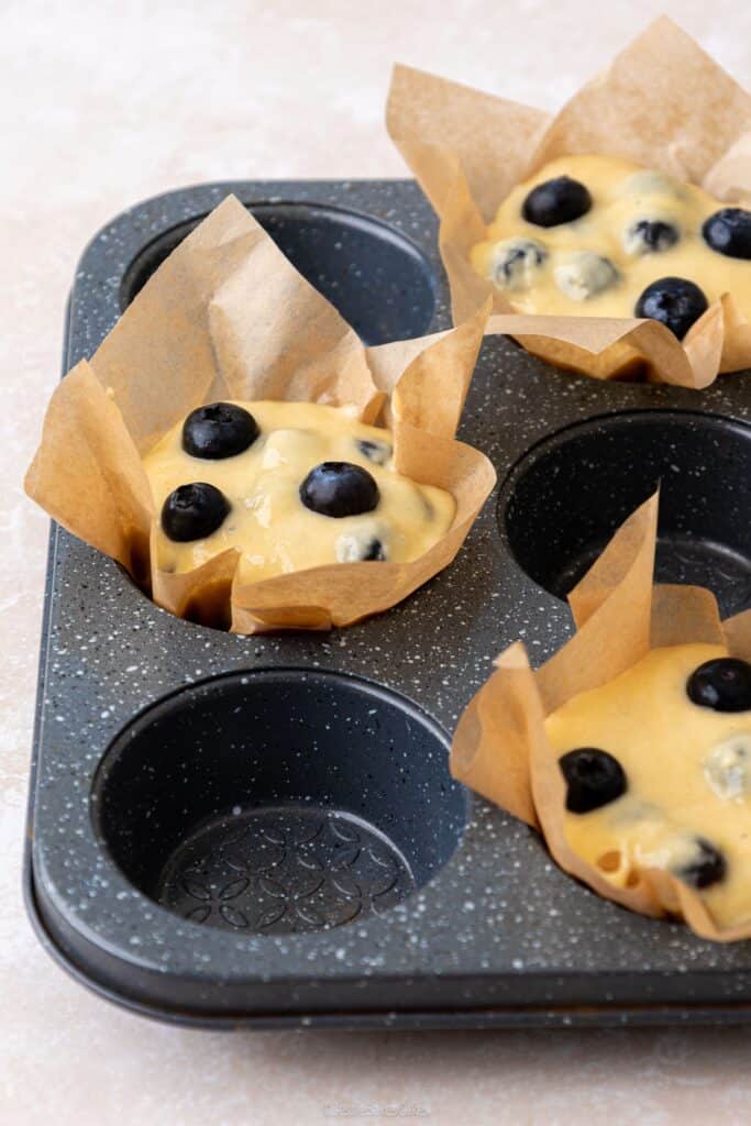 How To Stop Blueberries From Sinking in Muffins - muffins in cake tin