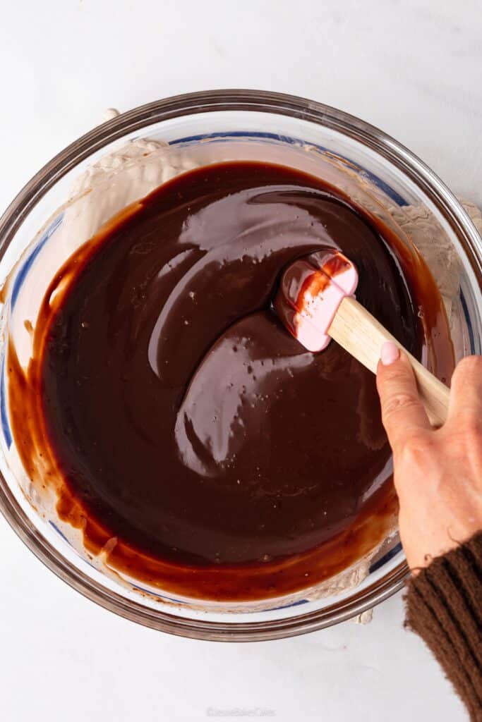 sitrring chocolate ganache mixture