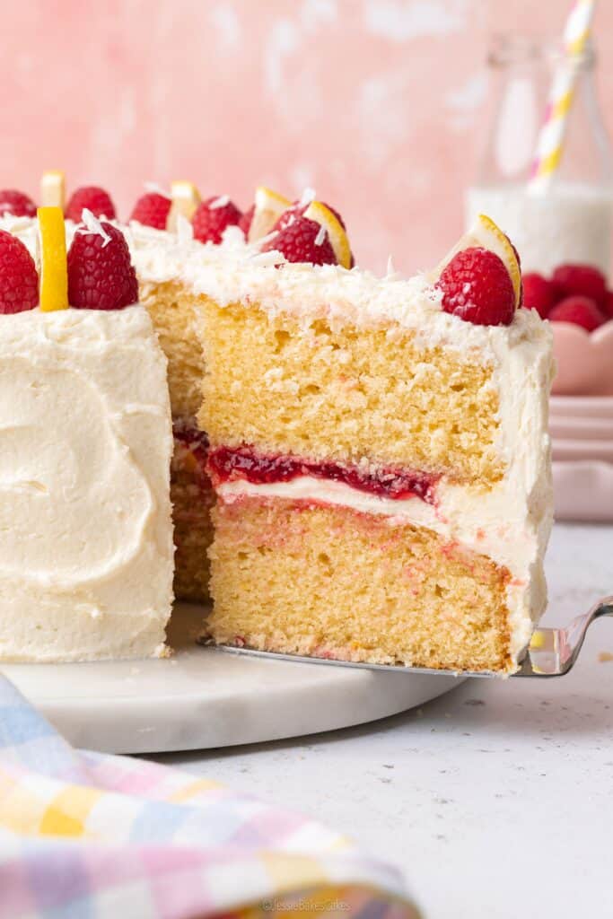 lemon, raspberry and white chocolate cake 