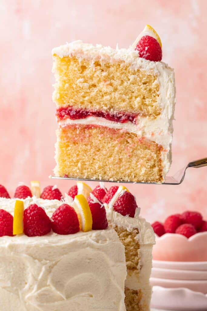 lemon, raspberry and white chocolate cake 