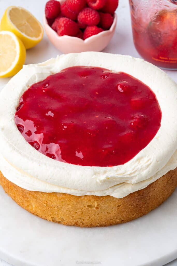 lemon, raspberry and white chocolate cake 