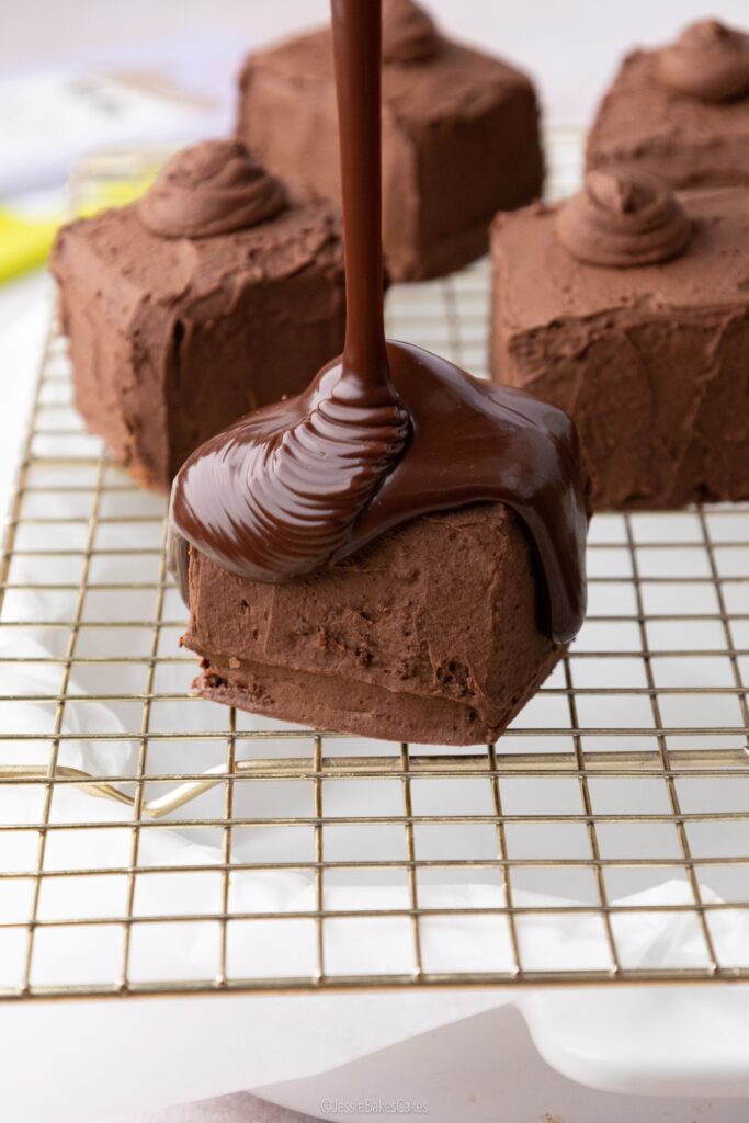 coating fondant fancies in chocolate ganache