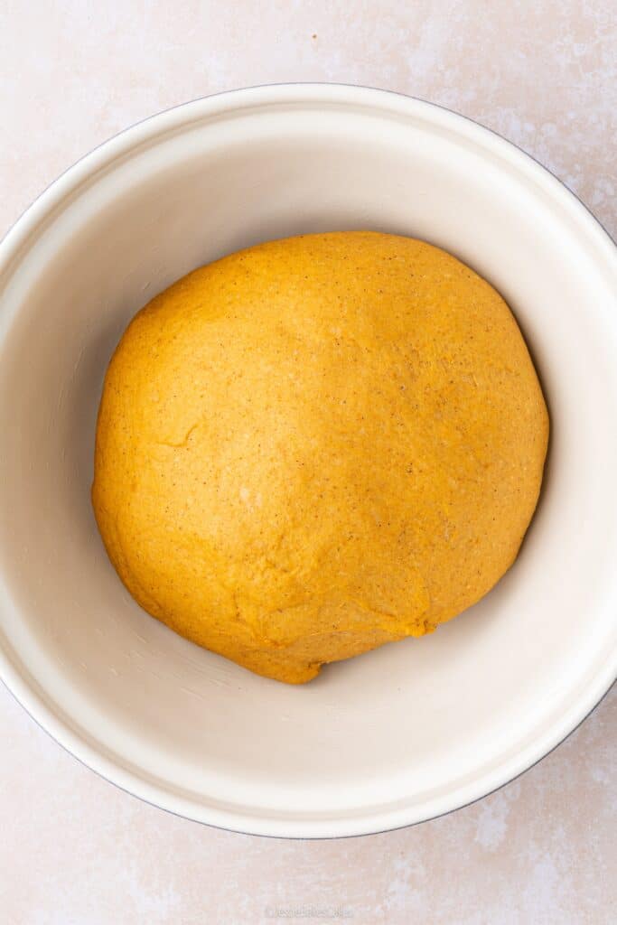 Pumpkin Shaped Biscoff Cinnamon Roll dough
