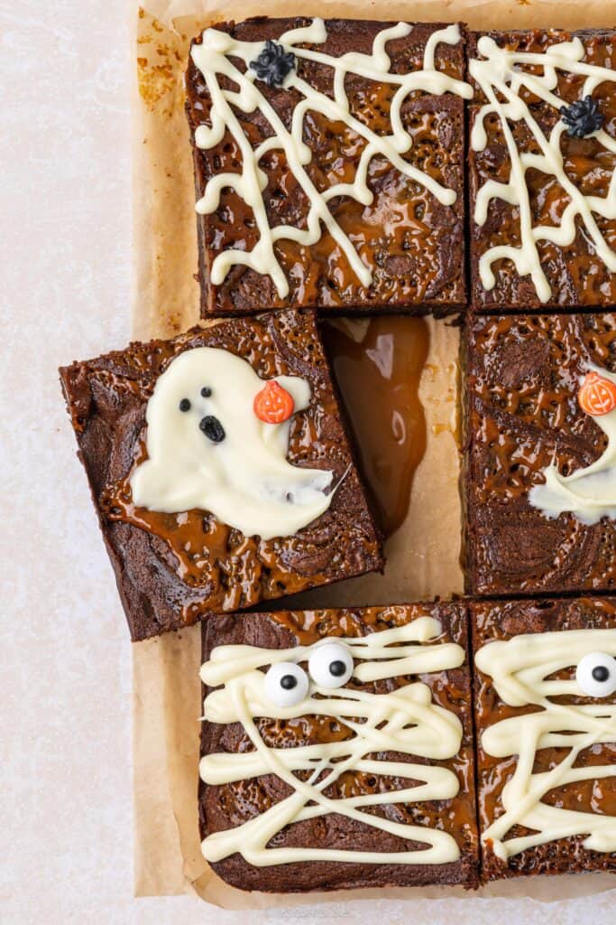 coffee miso caramel Halloween brownies 