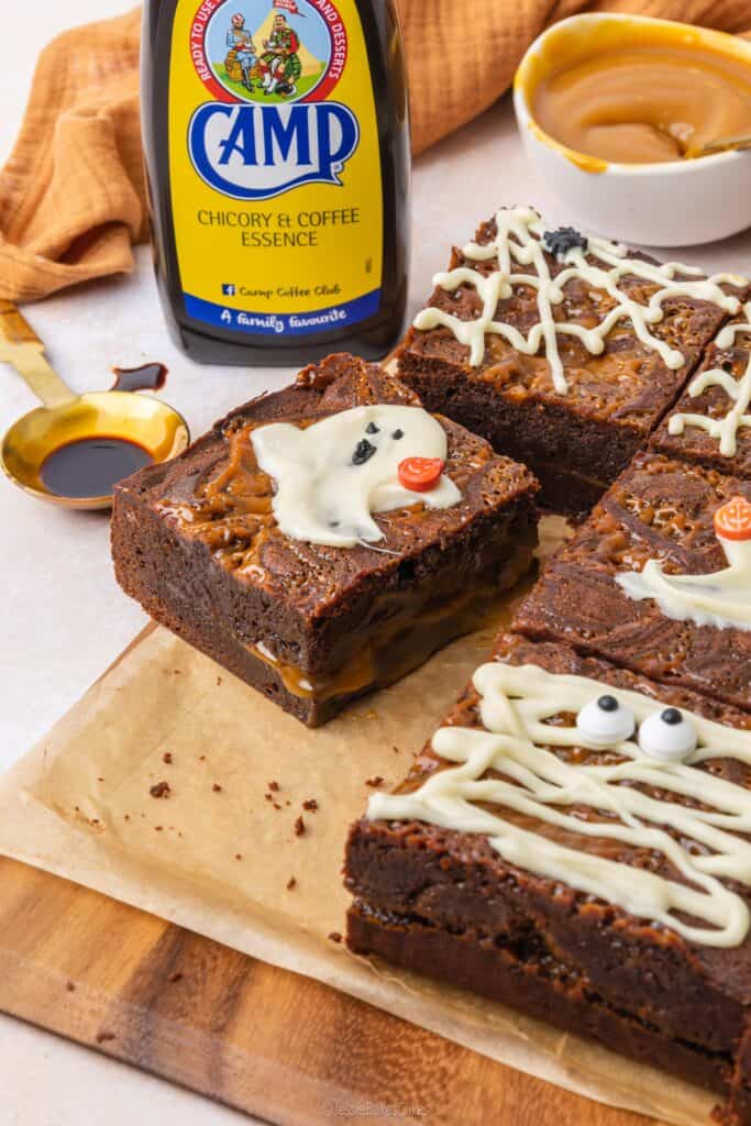 coffee miso caramel Halloween brownies 
