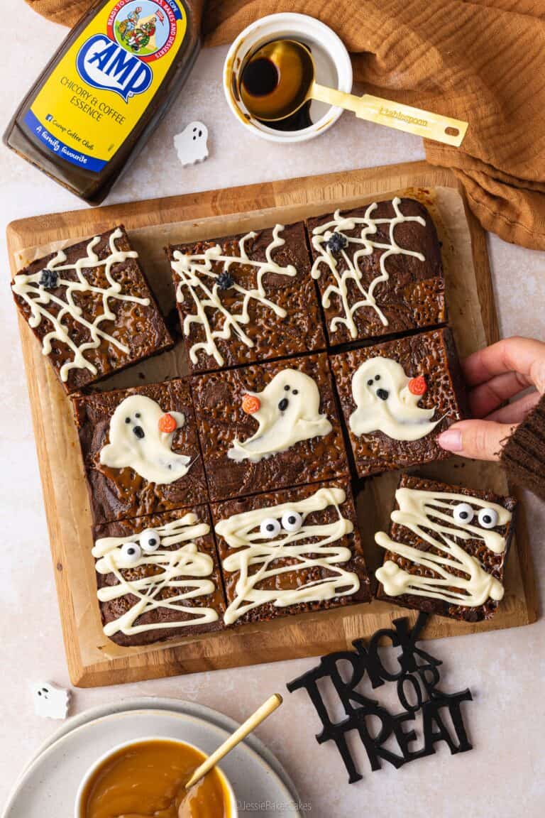 Coffee Miso Caramel Halloween Brownies