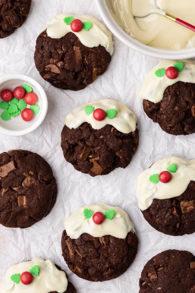 Chocolate Orange Christmas Pudding Cookies