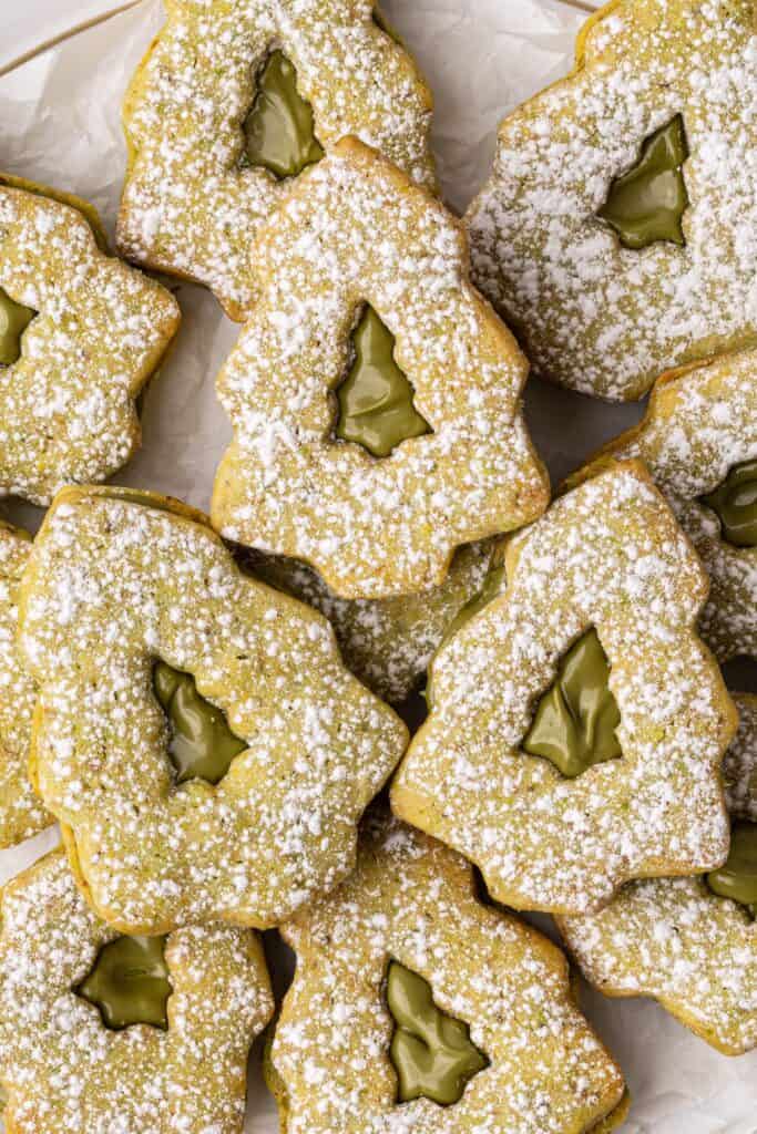 pistachio Linzer cookies