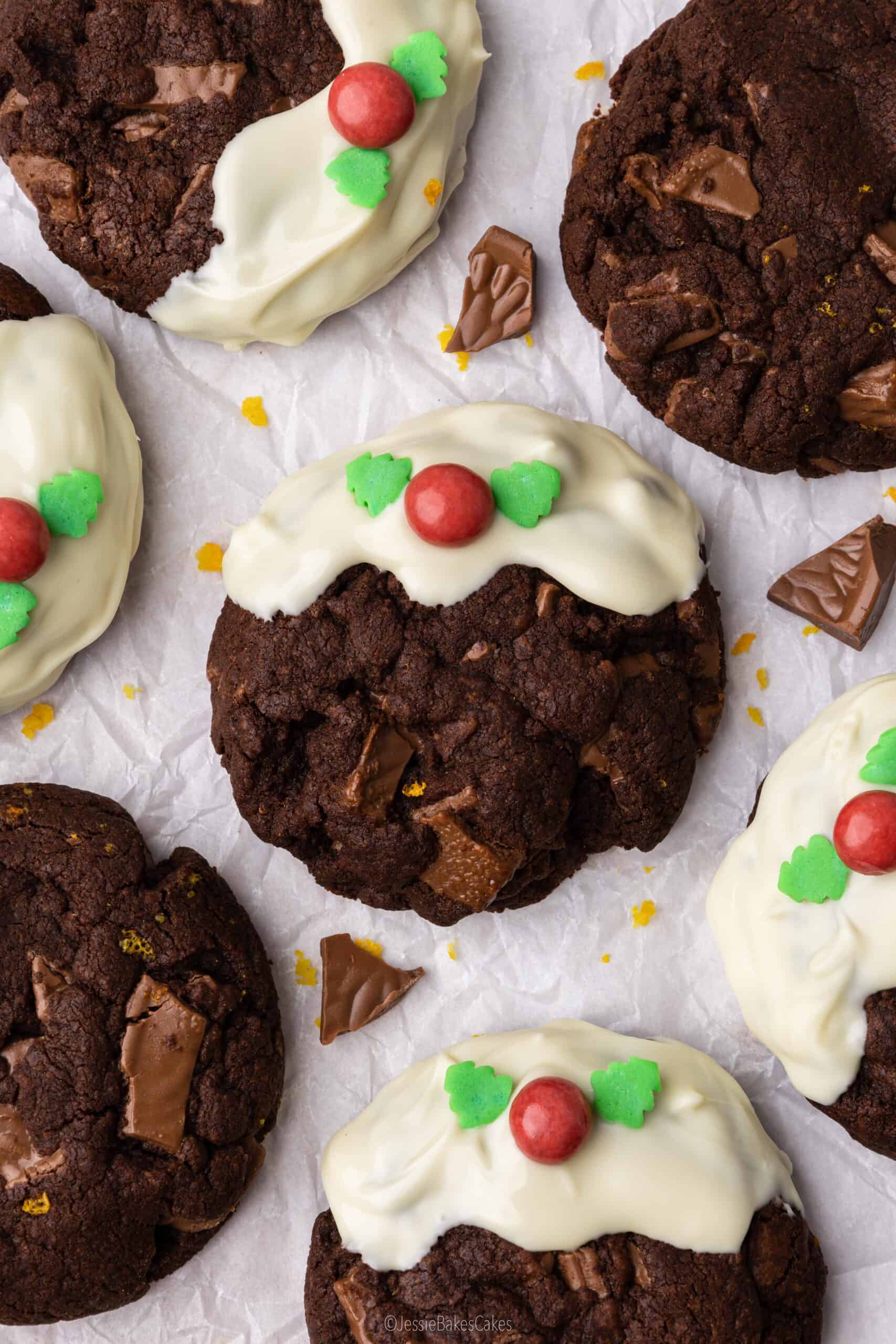 Chocolate Orange Christmas Pudding Cookies