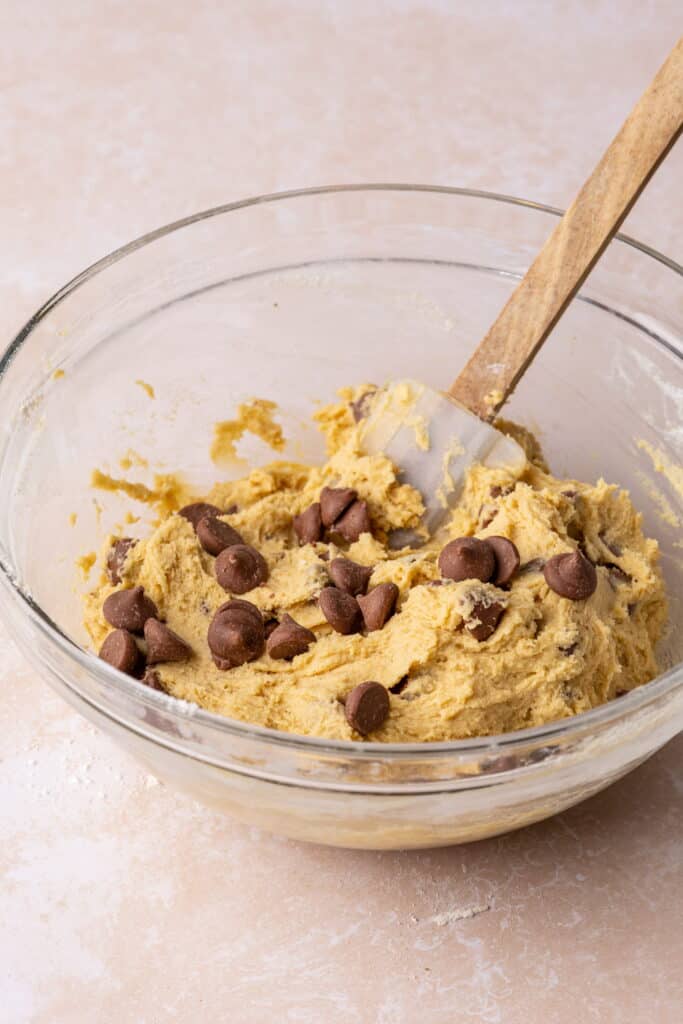 a bowl of chocolate chip cookie dough