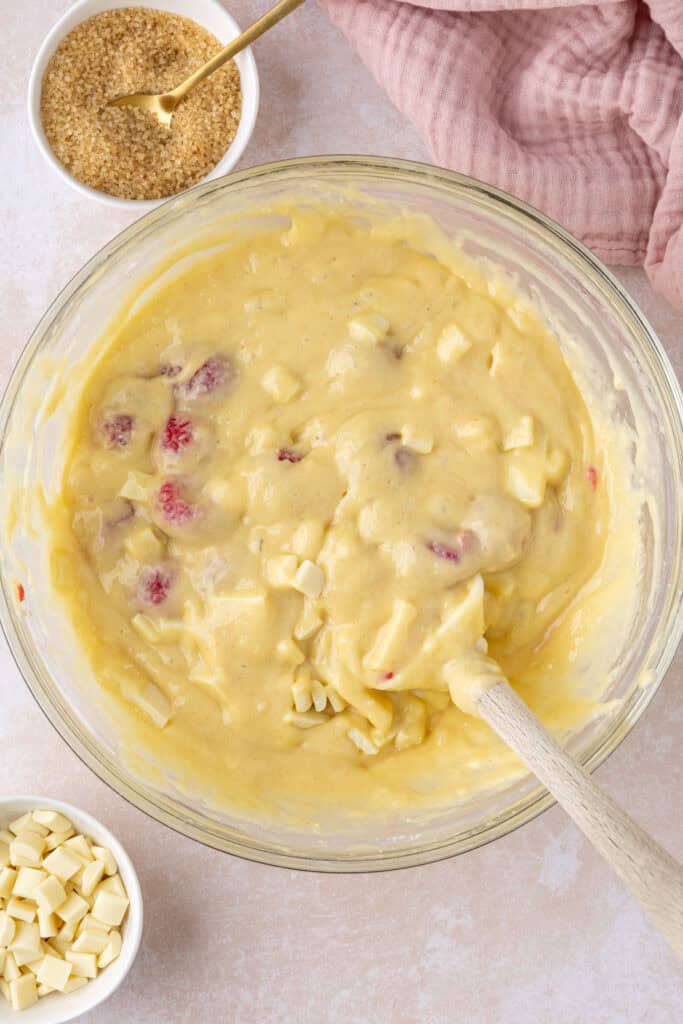 Raspberry white chocolate muffins