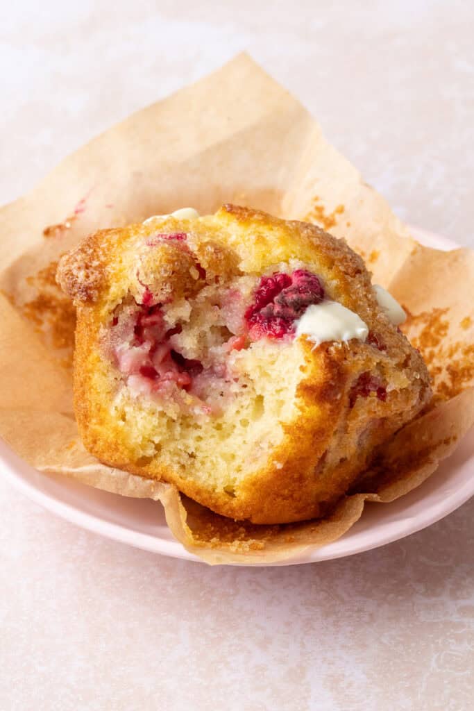 Raspberry white chocolate muffins