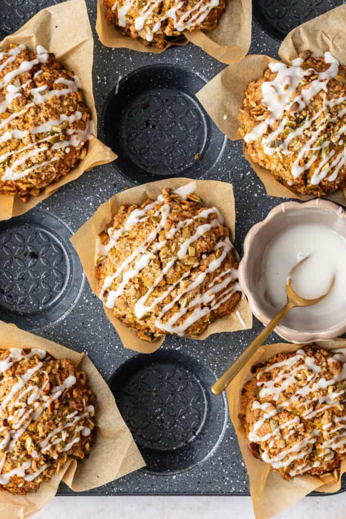 Pumpkin spice chai cheesecake muffins